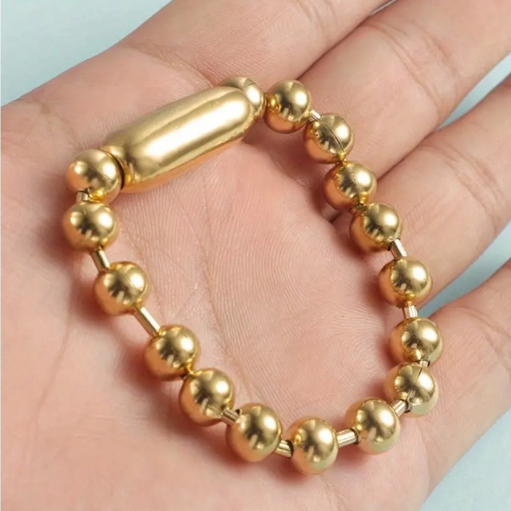 8mm stainless Steel ball chain bracelet Glass Beads boho chic cute and trendy
